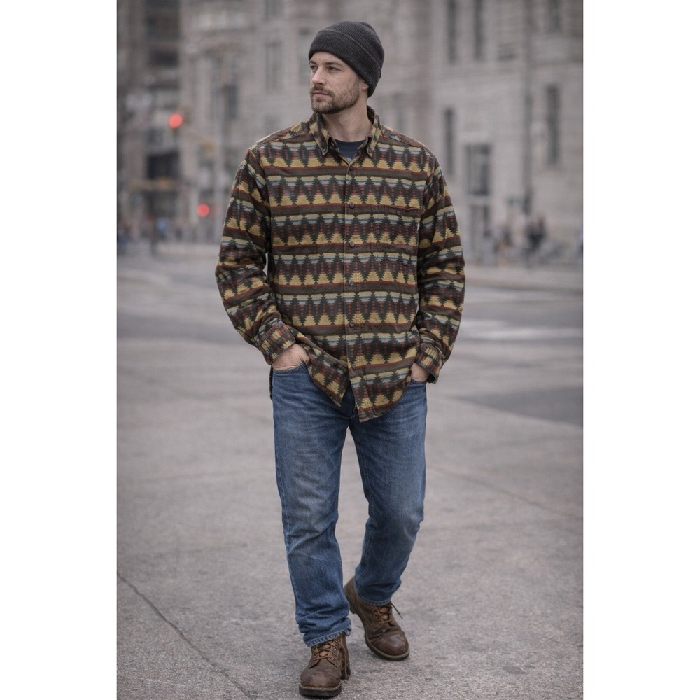 Vintage‎ 90s 80s Woolrich Chamois Button Shacket Mens Large Tall Aztec Western